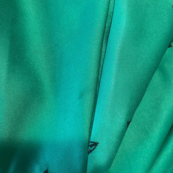 Marchesa Notte Strapless Coquette Embroidered Duchesse Satin Gown Emerald Size 8 - Picture 12 of 15